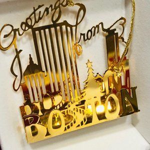 NIB Boston Charles River Skyline Ornament 3D 24K‎ Gold Finish USA Camerlane NEW